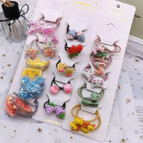 5pair Baby Hair Ropes Lovely Flower Princess Headwear Baby Headdress Girls Hair Accessories Kids Elastic Children Rubber Band