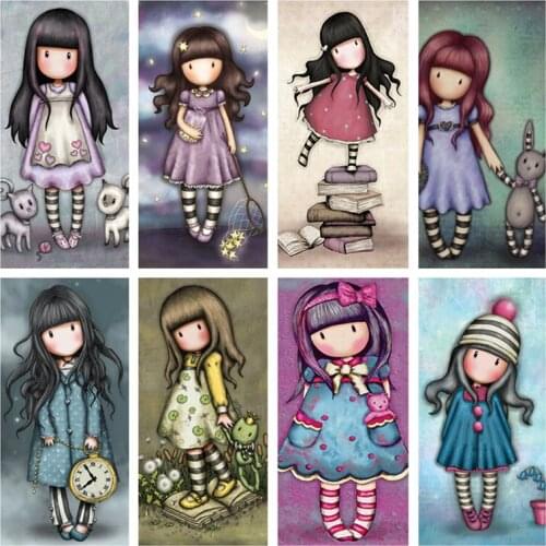 5D DIY Diamond Painting Cartoon little girl doll Full Drill Embroidery Cross Stitch Mosaic Kit Home Decor Christmas Gift for kid