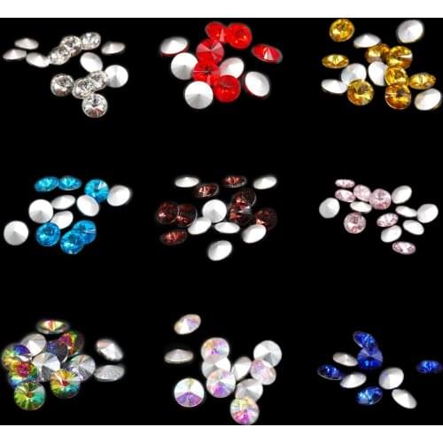 6mm 8mm 10mm 12mm 14mm 16mm 18mm Round Point Back Glass 3D Rhinestone DIY Garment Nail Jewelry Shining Stones 16 Colors Choice