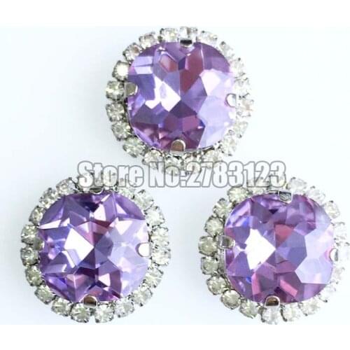 Free shipping 12mm 20pcs Crystal violet Fat Square shape sew on calw rhinestones with holes,hight quality Crystal buckle SKFF18
