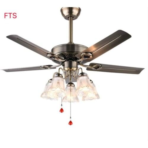 American retro big wind fan chandelier dining room chandelier living room bedroom ceiling fan light Chinese minimalist lamps