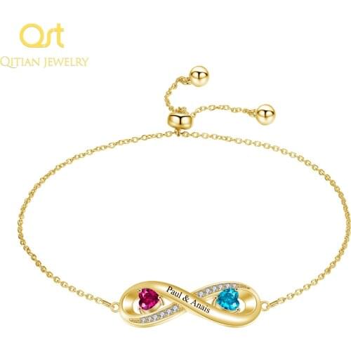 Personalized Custom Name Infinity Bracelet For Women Stainless Steel Charm Handmade Engraved Handwriting Bangle Adjustable chain