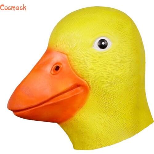 Cosmask Halloween Yellow Duck Mask Animal Head Latex Mask Arty Decors Adult Costume For Halloween Christmas Party Mask