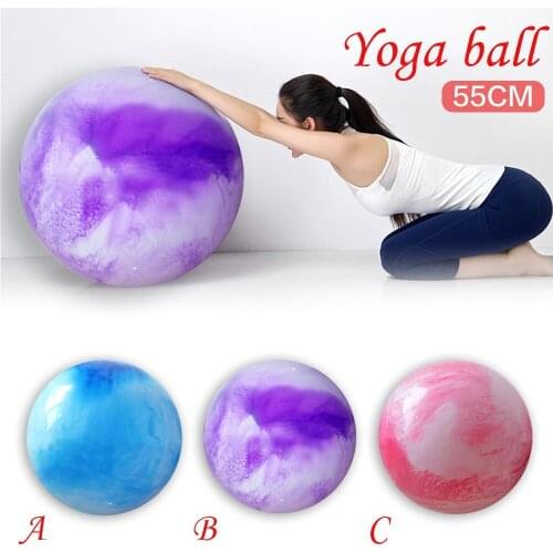 55CM Colorful Fitness Yoga Ball PVC Pilates Fitness Equipment to Increase Blood Circulation Strengthen Heart and Lung Function