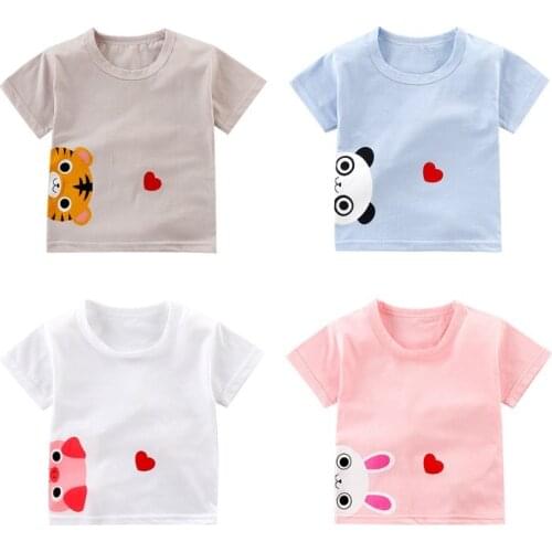 Kids T Shirt Baby Girls Short Sleeved Cartoon T-shirt Boys Tops Infant Birthday Shirt Children Cotton Outfits Cheap Stuff