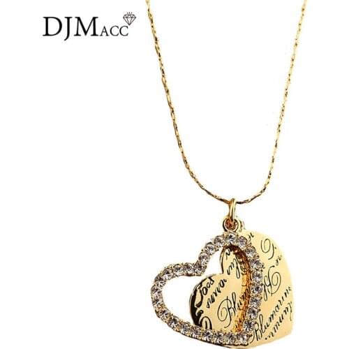 DJMACC AAA Quality Fashion Jewelry Gold Color Double layer Love Heart Pendant Charms Necklaces For Women(DJ0659)