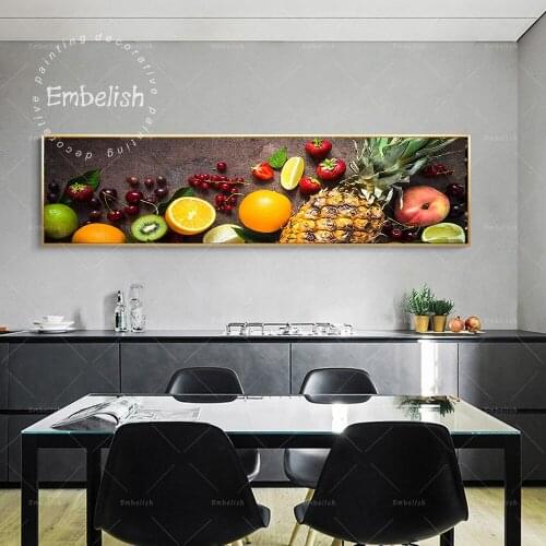 Embelish Long Banner Format Style Fruit Berries Lemon Fashion Kitchen Home Decor Pictures Restaurant Posters HD Canvas Paintings