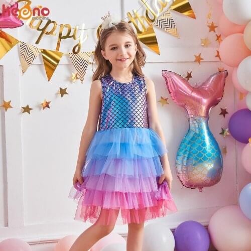 Girls Mermaid Tutu Dress Kids Summer Sleeveless Dresses for Wedding Birthday Party Perform Clothes Elegant Smash Princess Dress