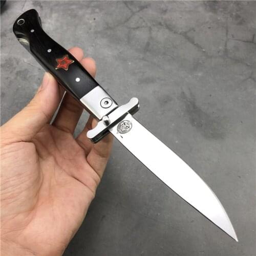 Finka NKVD KGB wit EDC Manual Folding Pocket knife black and white resin handle 440C blade Mirror Finish Outdoor Camping Tool
