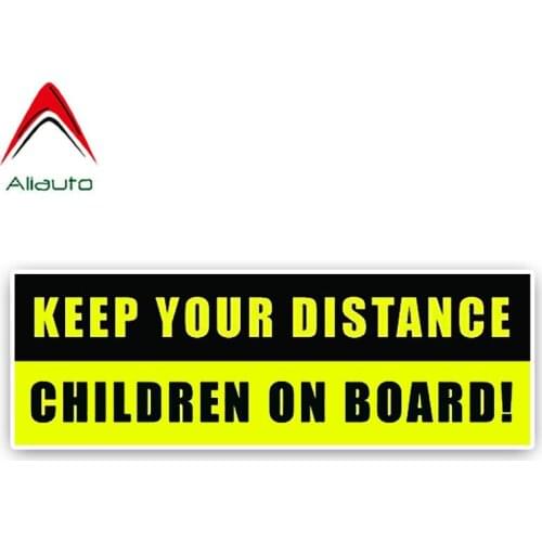 Aliauto Interesting Lovely Car Sticker Keep Your Distance Children on Board Graphic PVC Sunscreen Decal Decoration,14cm*4cm