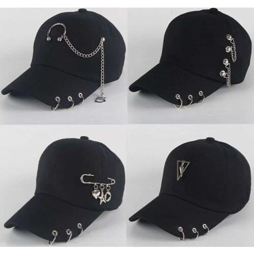 Dad Hat Creative Piercing Ring Baseball Cap Punk Hip Hop Caps Cotton Adult Casual Solid Adjustable Unisex Caps Snapback