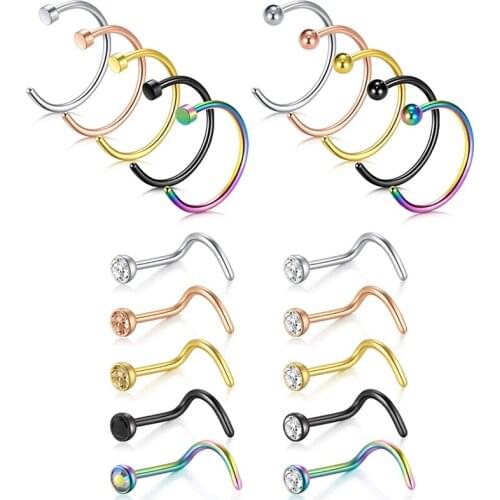Nose Stud Ring, 13PCS-23PCS 18G 316L Surgical Stainless Steel Body Jewelry Piercing Nose Rings