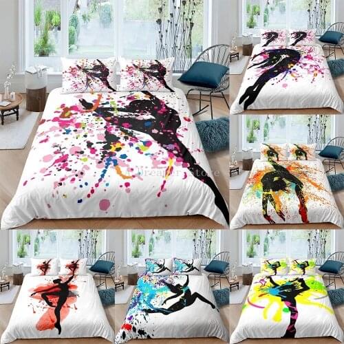 Dancing Girl Duvet Cover Color Graffiti Bedding Set Bed Linen Home Textile Bedclothes Soft Bed Set Queen/King Size For Kids