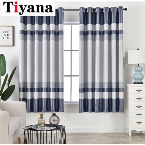 Tiyana Short Curtains Blackout Curtains For grommet top curtains Modern Striped Thick Curtains Home Door Window Drapes PC30Y
