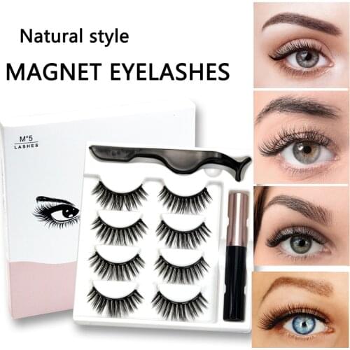Fashion Magnetic False Strip Lashes Makeup Set French Style 4 Pairs Magnetic Eyelash Eyeliner Extension Charming Eye Makeup Kit