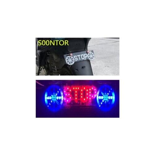 Motorcycle STOP Strip Tail Brake Stop Turn Signal License Plate Light Integra LED Red Amber Color