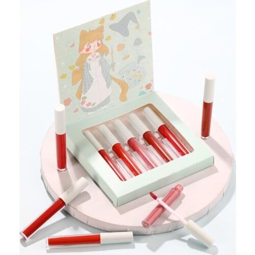 5 Colors/Box Lip Gloss Set Velvet Matte Sexy Liquid Lipstick Suit Sexy Red Lips Makeup Beauty Mouth Lip Tint Cosmetic Maquiagem