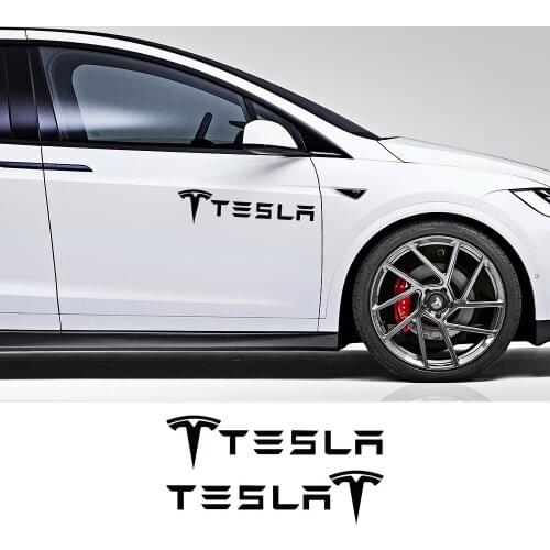 2pcs Car Logo Stickers Door Window Body Side Fender Decals Stickers Modified Exterior Decor for Tesla Model 3 X S Accessories