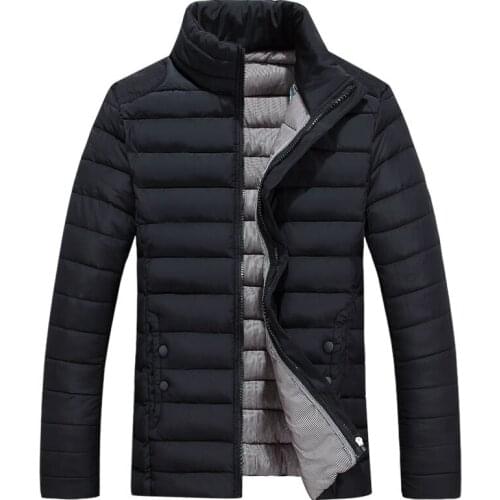Winter New Men Casual Solid Cotton-Padded Thick Warm Parka Jacket Coat Male Fashion Slim Fit Stand Collar Jacket Outerwear M-5XL