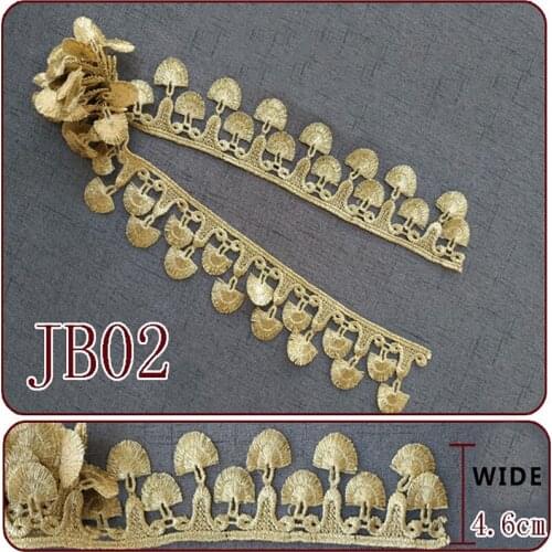 New! 4.6CM WIDE water-soluble gold COLOR lace embroidery DIY wedding dress, skirt, headgear, garment accessories 1yard=91cm JB02