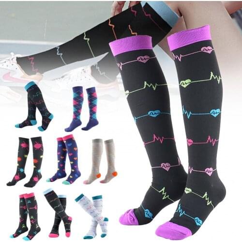 New Stockings Men Women Wavy Line Athletic Running Cycling Long Socks Compression Stockings Street wear носки женские набор