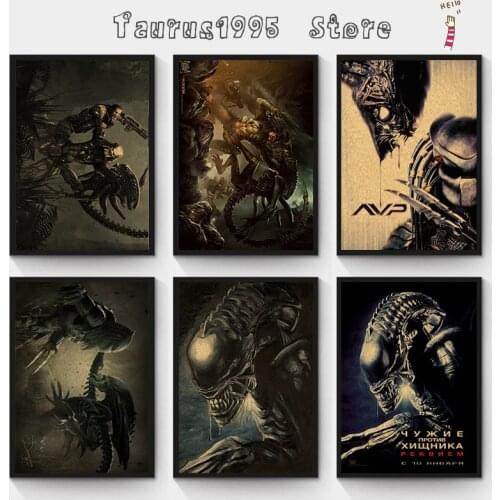 New Alien vs. Predator AVP Home Furnishing decoration Kraft Movie retro Poster Drawing core Wall stickers