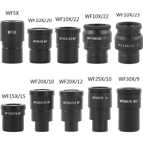 One Pair WF10X WF15X WF20X WF25X WF30X Eyepiece For Stereo Microscope Wide Field 20mm 15mm 10mm 9mm WF10X/20 High Eye-Point