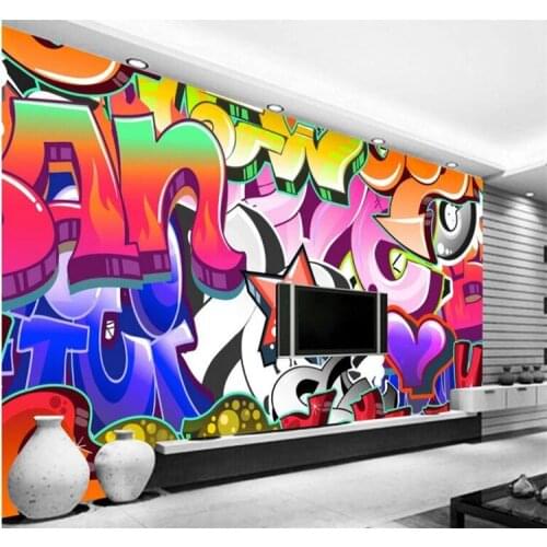 Personalized Customization 3D Colorful Graffiti Mural Wallpaper KTV Bar Clubs Background Wall Papers Creative Art Wallpaper Roll