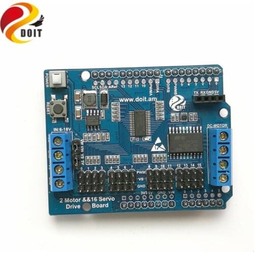 Original DOIT 2-Way Motor & 16-Way Servo Shield motor extension Board for Mobile Robot Arm tank car toy