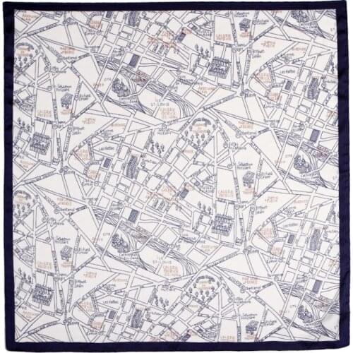 2020 70x70 Ring MAP print Multipurpose women Silk twill scarf Satin square tie Hairband ladies foulard femme towel bufanda shawl