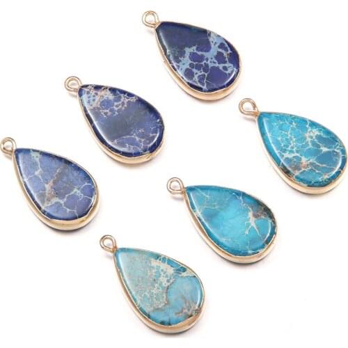 Natural Stone Pendants Water drop shape Charms Emperor Stone Pendant for Jewelry Making DIY Necklace Accessories Reiki Healing