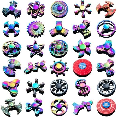 Rainbow Heptagonal Hand Spinner fidget Zinc Alloy Metal fidget spinner metal bearing finger Spinner Hand relieves stress