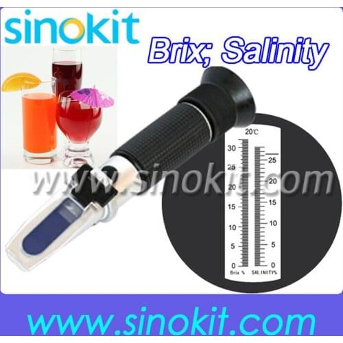Free Shipping 2scale Brix and Salinity Black Grip Refractometer RHS-28BrixATC