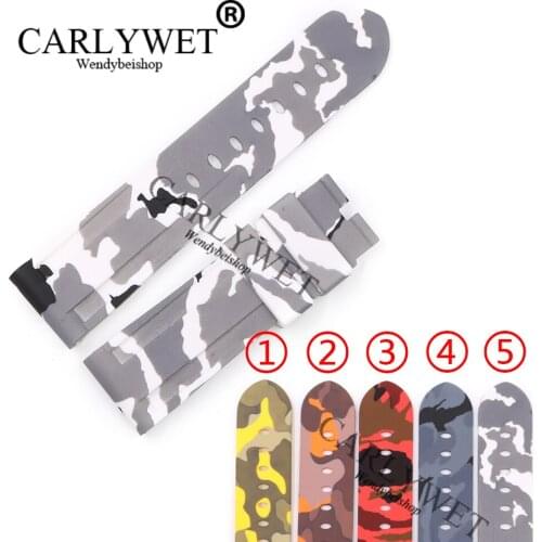 CARLYWET 24mm Hot sell Newest Camo Waterproof Silicone Rubber Replacement Wrist Watch Band Strap Belt For Panerai Luminor