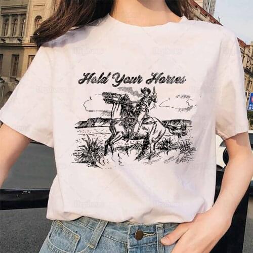 100% Cotton Hold Your Horses Cowgirl Shirt Western Cowboy Rodeo Tshirt Funny Retro Funny Tees for Horses Lovers