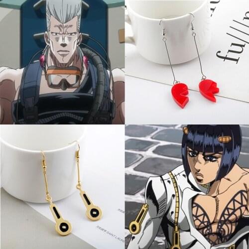 Anime JoJos Bizarre Adventure Jean Pierre Polnareff Bruno Bucciarati style Cosplay Earrings Eardrop dangler For Women/Men Fans