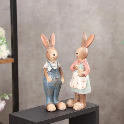 Pastoral Style Rabbit Statue Easter Decoration Nordic Indoor Outdoor Garden Easter Bunny sculpture for Nordic Outdoor Garden