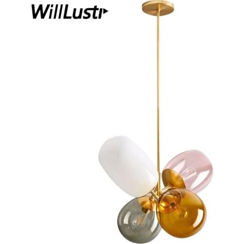 Modern Colorful Glass Pendant Lamp Hotel Store Cafe Dinning Kids Room Kindergarten Creative Ballon Suspension Hanging Lighting