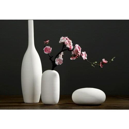 Northern European-Style White Ceramic Vase Set Decoration Modern Minimalist Flower Container Living Room Home Decoration