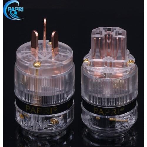 PAPRI AU Standard Male Mains AC Power Plug NCF Nanostructures Pure Copper Female Power Supply Socket Audio HIFI DIY US Standard