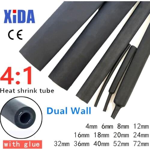 Heat Shrink Tube with Glue Adhesive Lined 4:1 Dual Wall Tubing Sleeve Wrap Wire Cable kit 6mm 8mm 12mm 16mm 20mm 24mm 32mm 36mm