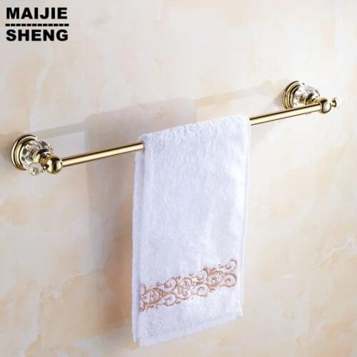 Luxury golden crystal single towel rack holder European golde double towel bar towel rack