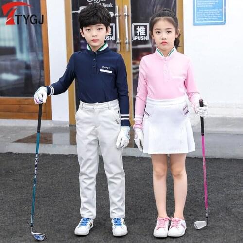High Quality Children Long-Sleeved Golf Shirts Boys Girls Breathable Casual Tops Teenagers Sportswear D0854