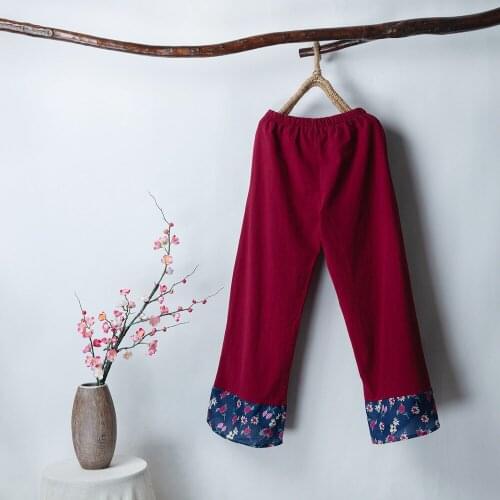 Women Floral Print Pants Spliced Elastic Waist Wide Leg Pants Casual Loose Plus Size 5XL Female Summer Trousers