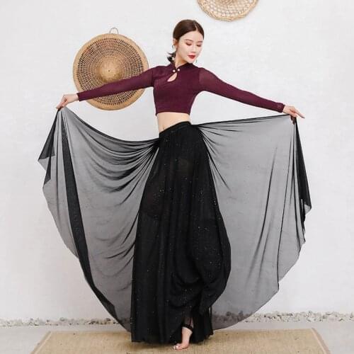 Female Belly Dance Practice Clothing Elegant Top Long Sleeve Performance Skirt Sequins Dance Suit Costume