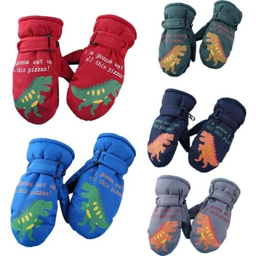 1 Pair Children Mittens Thick Velvet Winter Warm Windproof Waterproof Gloves Outdoor Ski Sport Full Finger Gloves