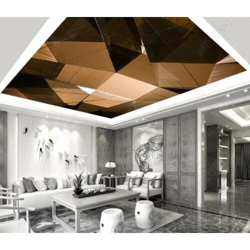 1811 3D Chocolate Brown Brick Printing stretch ceiling film for workshop ceiling decoration