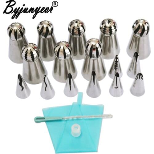 19Pcs/set Stainless Steel Cake Decorating Tools Nozzles Pastry Russian Icing Piping Nozzles Tips Valentines Day Cake Tool CS009