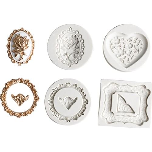 4pcs/set Frame Rose Silicone Fondant Baking Paste Mold Diy Cake Decorating Polymer Clay Resin Candy Cake Super Sculpey k857