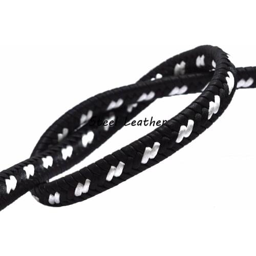 5m/lot Approx 11.5*6mm Flat Square wide Leather Rope Braided Natural Uninterrupted Cord For DIY Men Bracelet Jewelry Leather